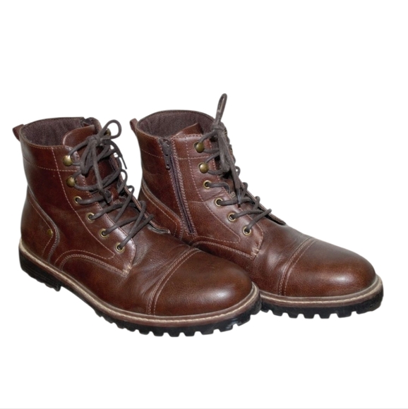 Sonoma Brown Leather Ankle Boots with Cap Toe - Picture 3 of 5